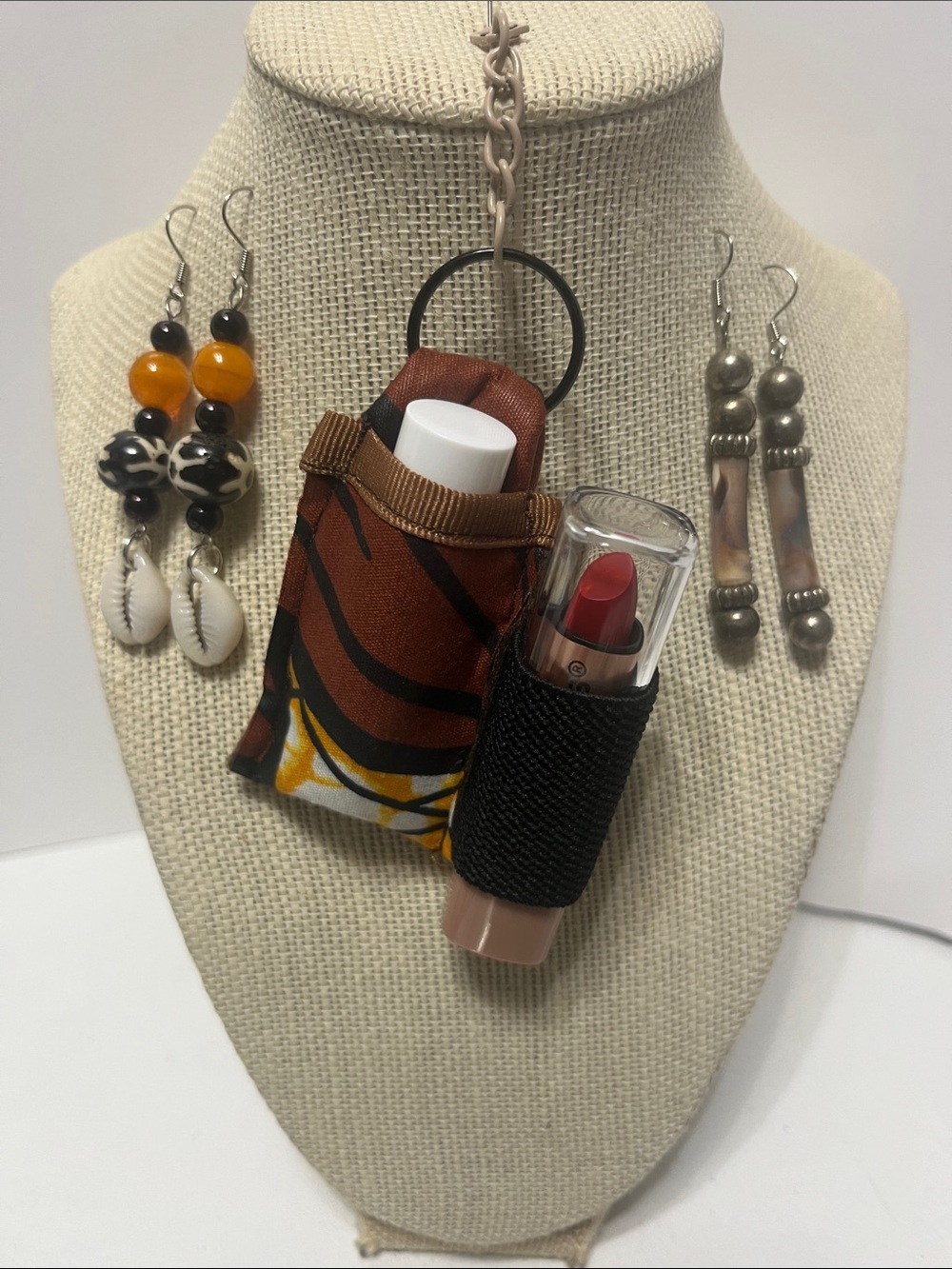 Gift Set Double lipstick lip balm holder purse charm key chain.